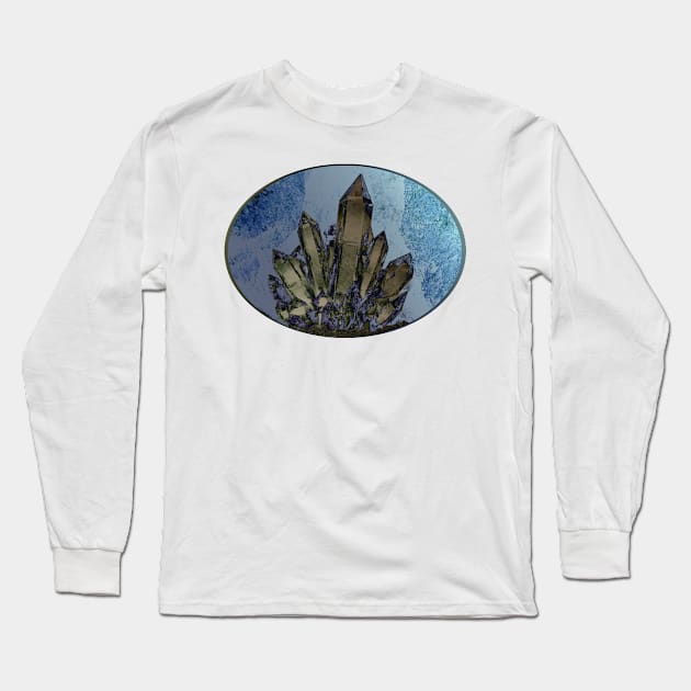 Quartz Crystal Cluster Cave Long Sleeve T-Shirt by Aurora X